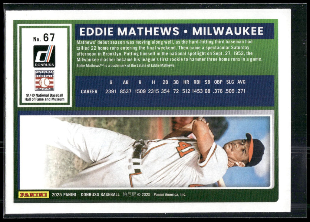 2025 Donruss #67 Eddie Mathews