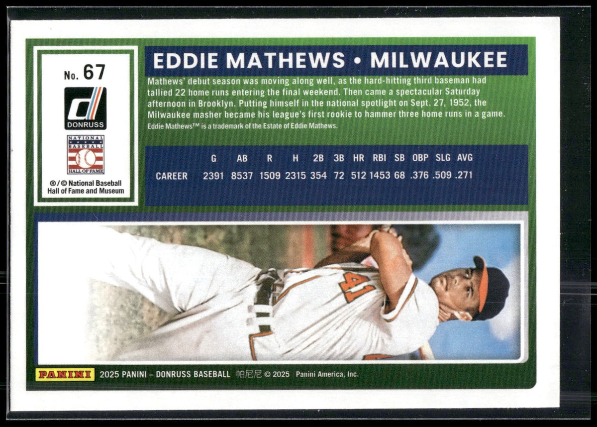 2025 Donruss #67 Eddie Mathews