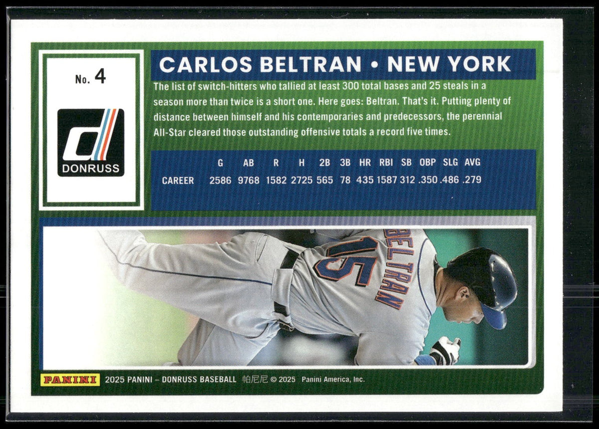 2025 Donruss #4 Carlos Beltran