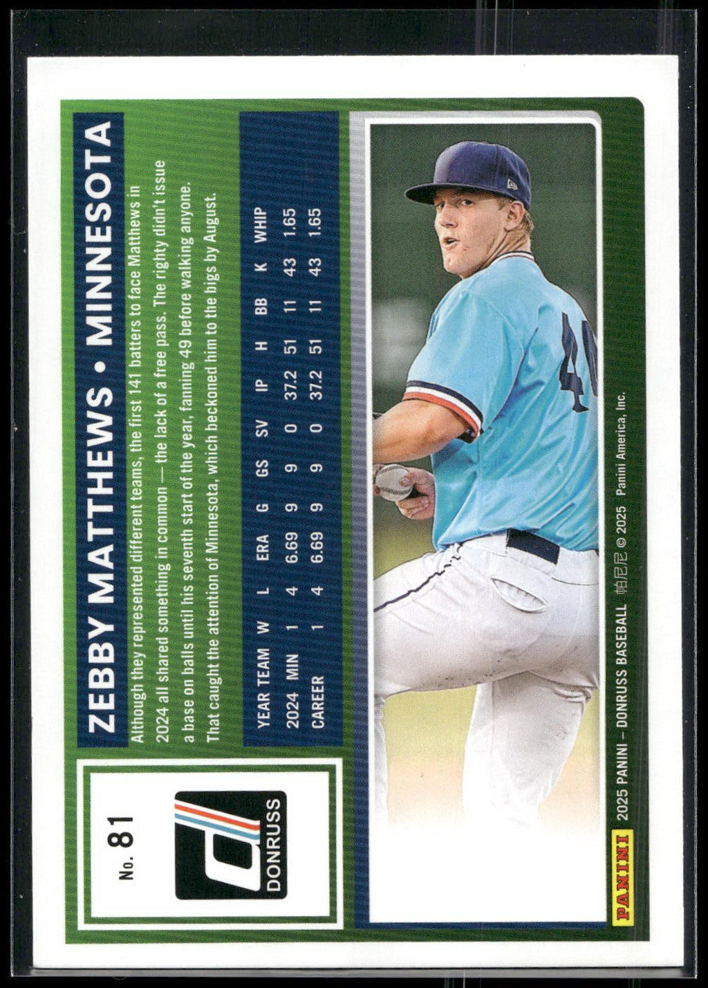 2025 Donruss #81 Zebby Matthews