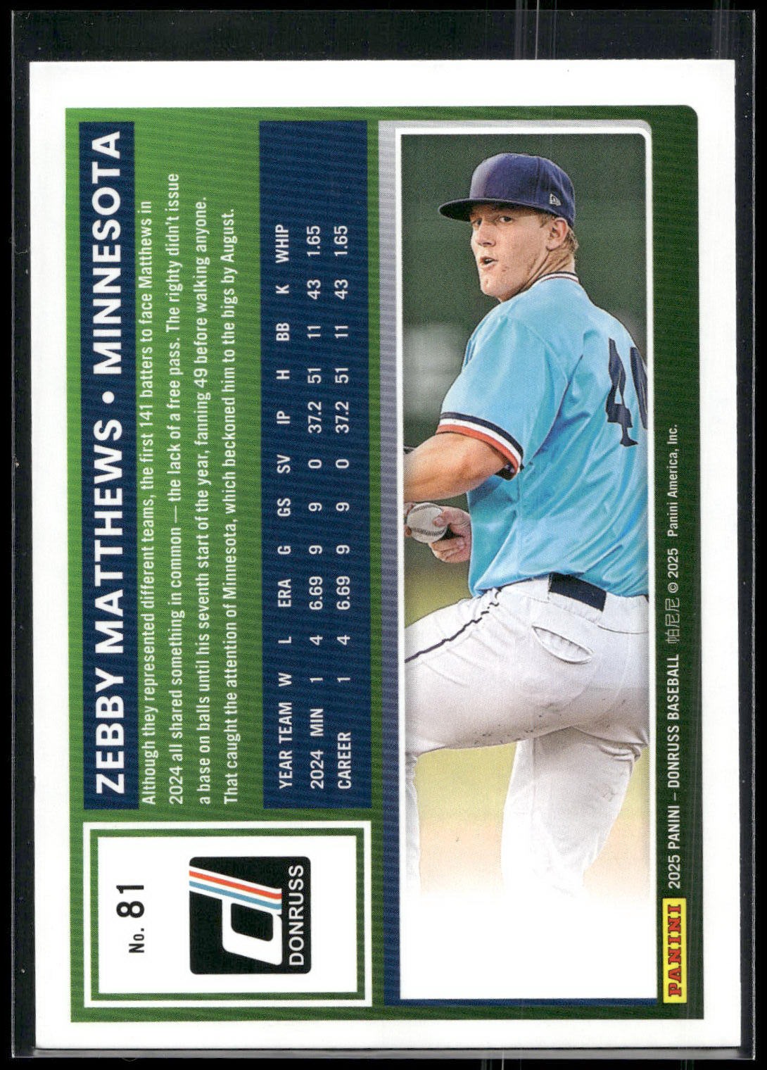 2025 Donruss #81 Zebby Matthews