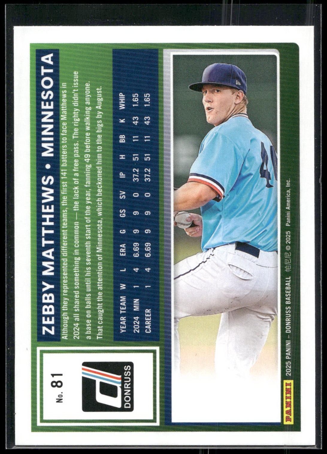 2025 Donruss #81 Zebby Matthews
