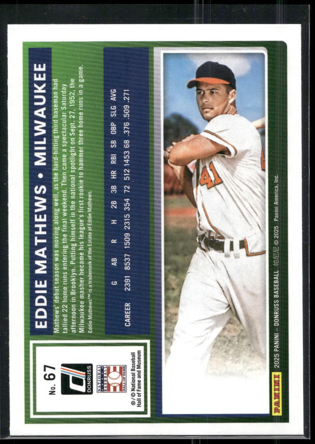 2025 Donruss #67 Eddie Mathews