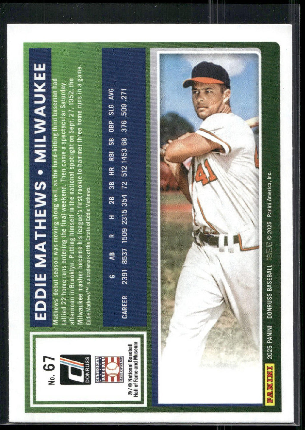 2025 Donruss #67 Eddie Mathews