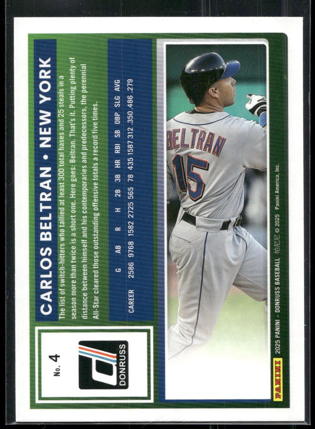 2025 Donruss #4 Carlos Beltran