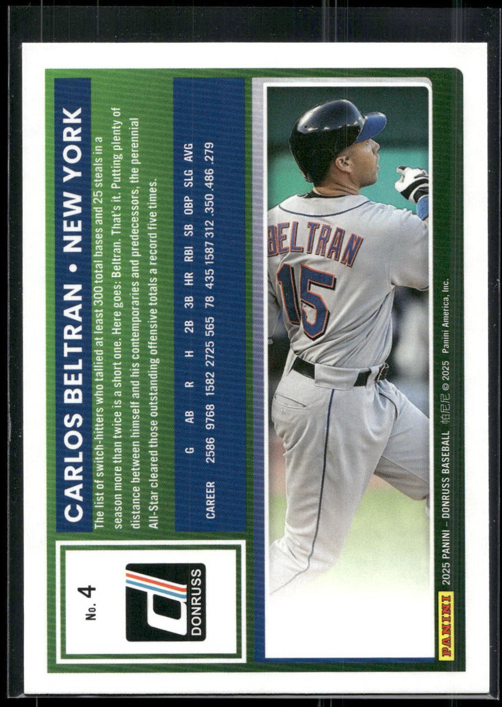 2025 Donruss #4 Carlos Beltran