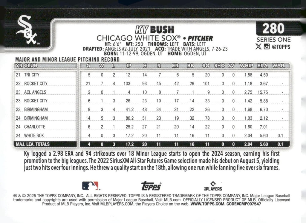 2025 Topps #280 Ky Bush Spring Training