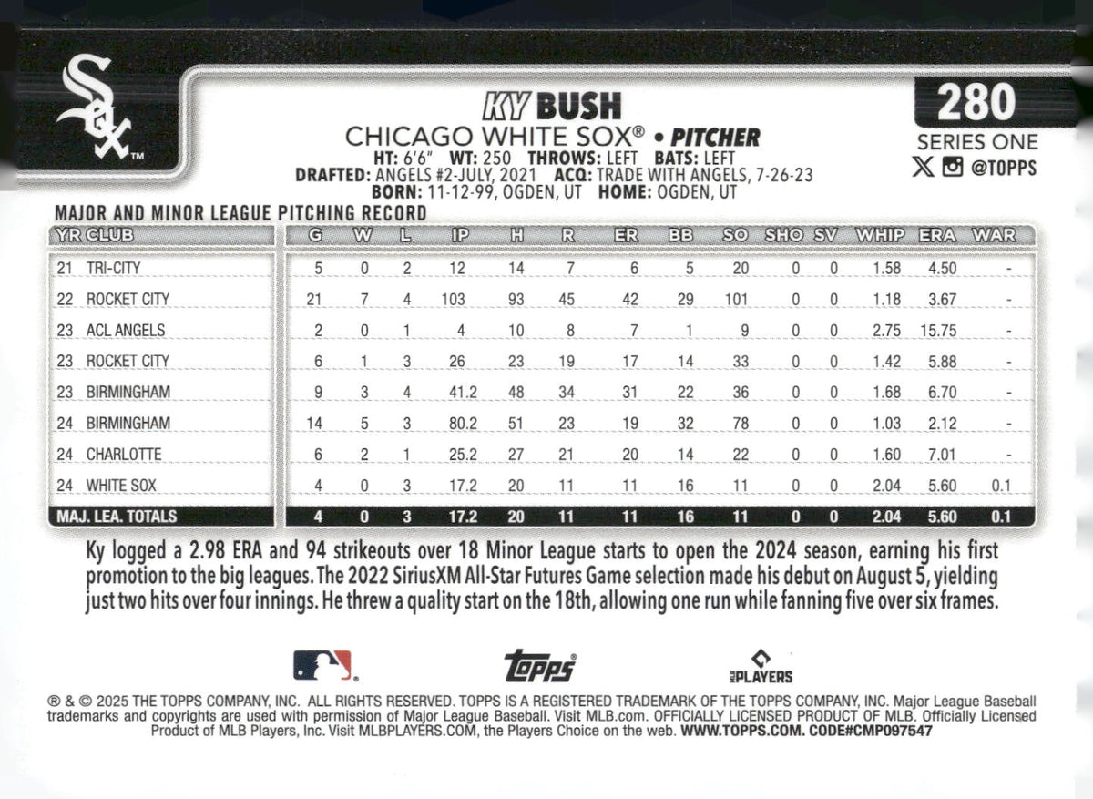 2025 Topps #280 Ky Bush Spring Training