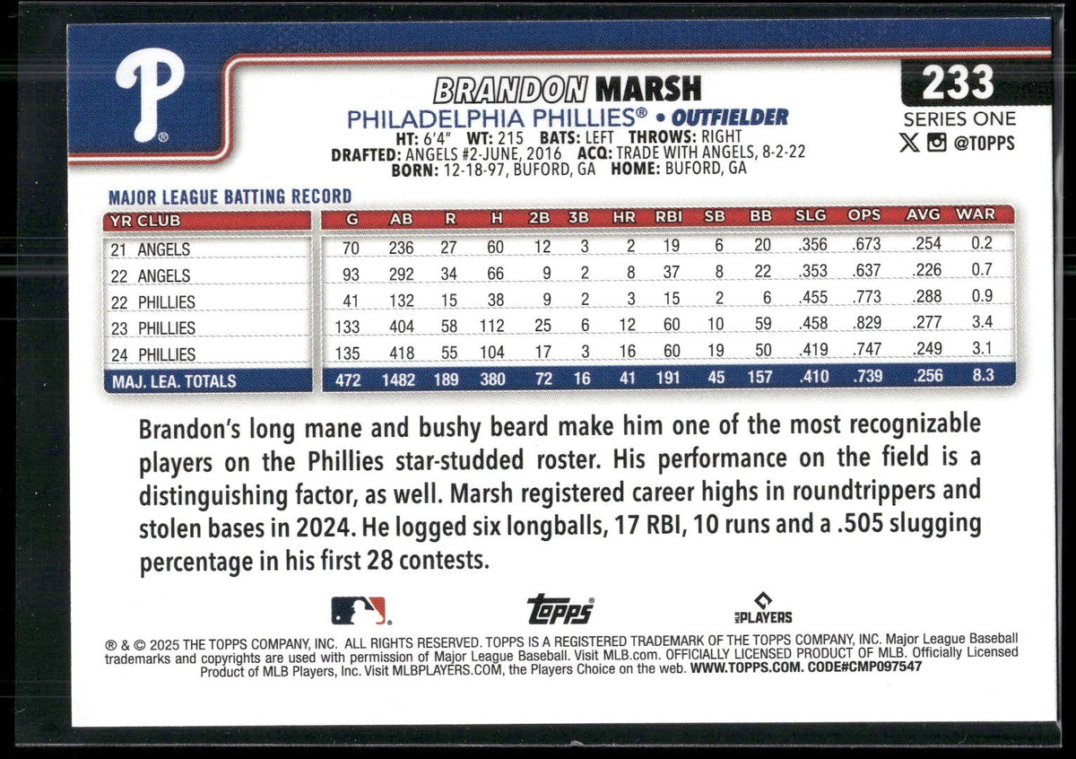 2025 Topps #233 Brandon Marsh Spring Training