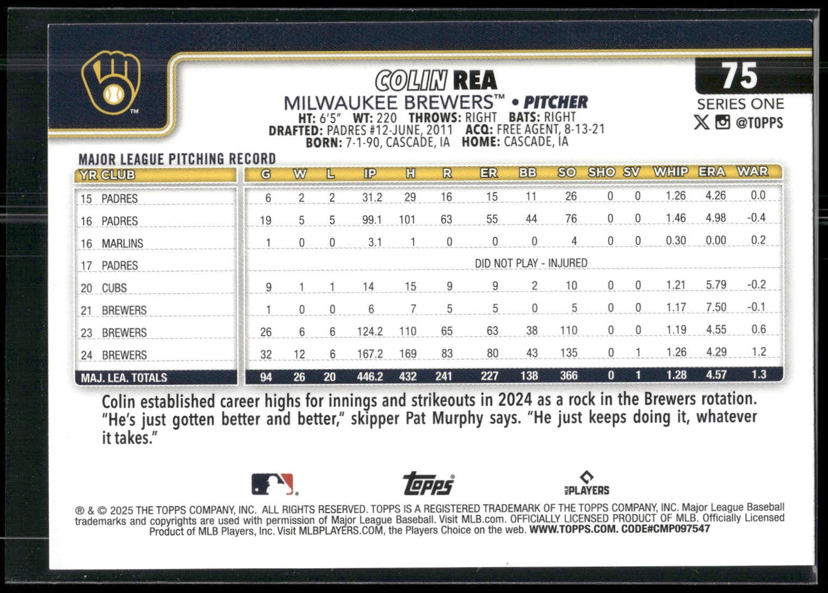 2025 Topps #75 Colin Rea Spring Training
