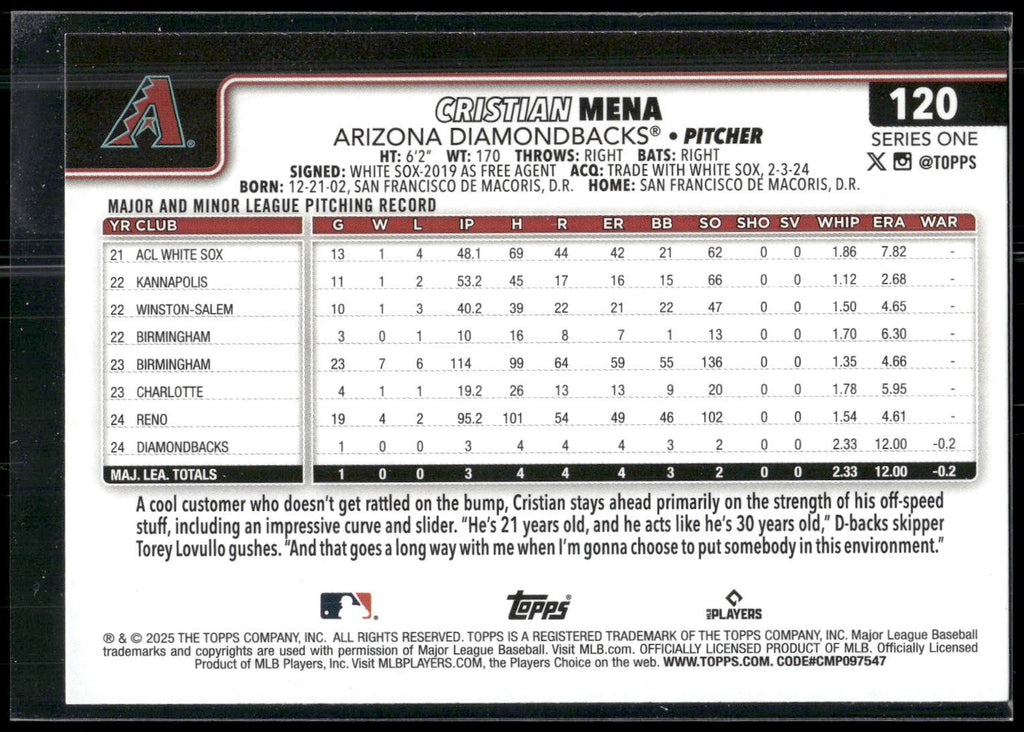 2025 Topps #120 Cristian Mena