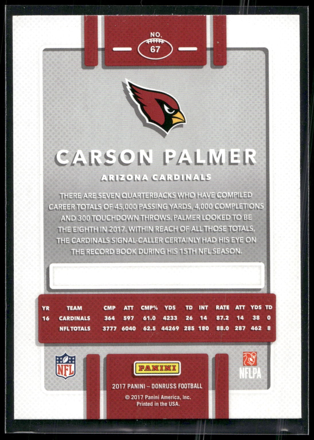 2017 Donruss #67 Carson Palmer