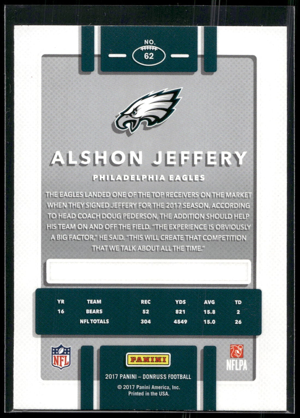 2017 Donruss #62 Alshon Jeffery