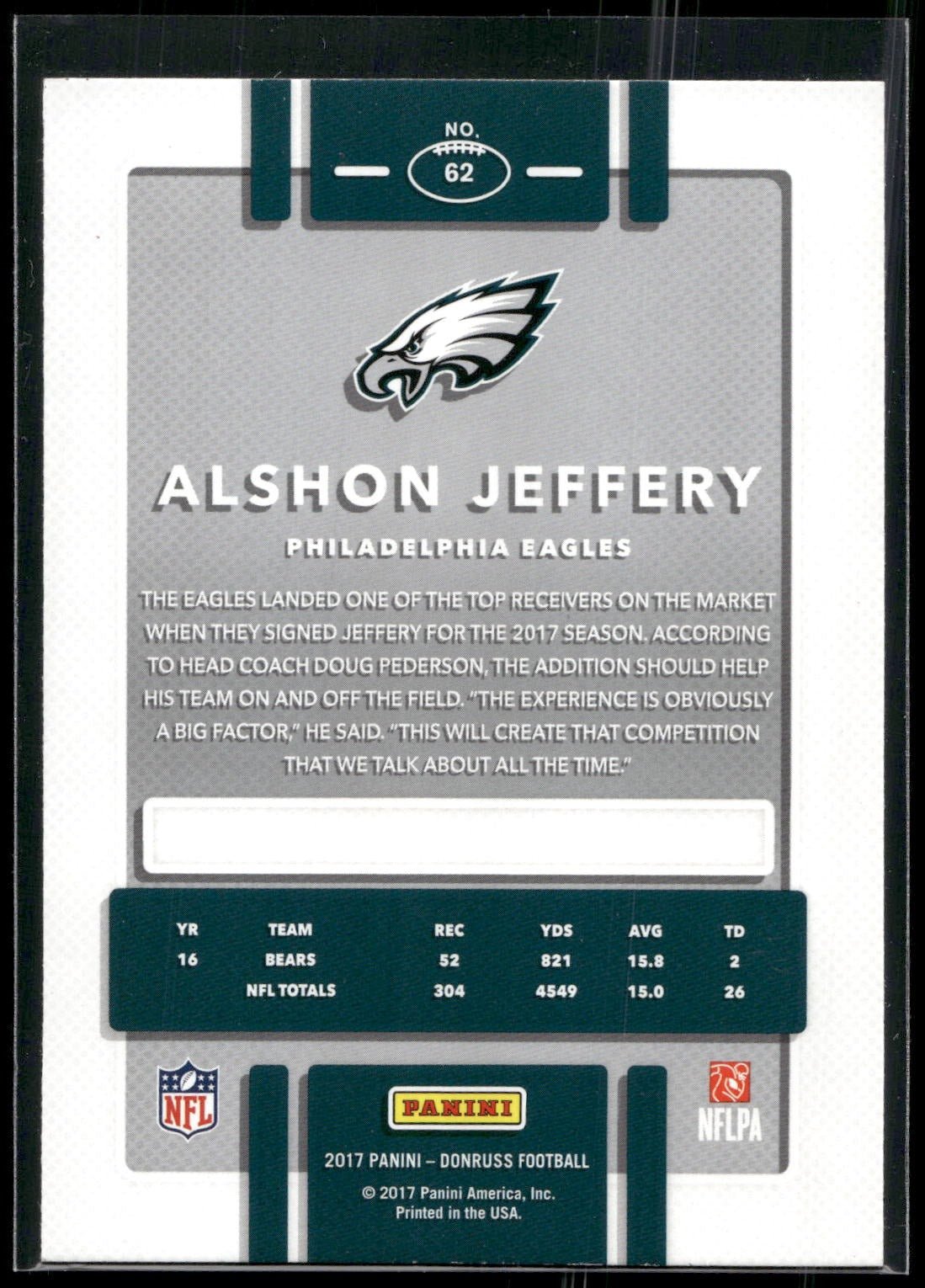 2017 Donruss #62 Alshon Jeffery