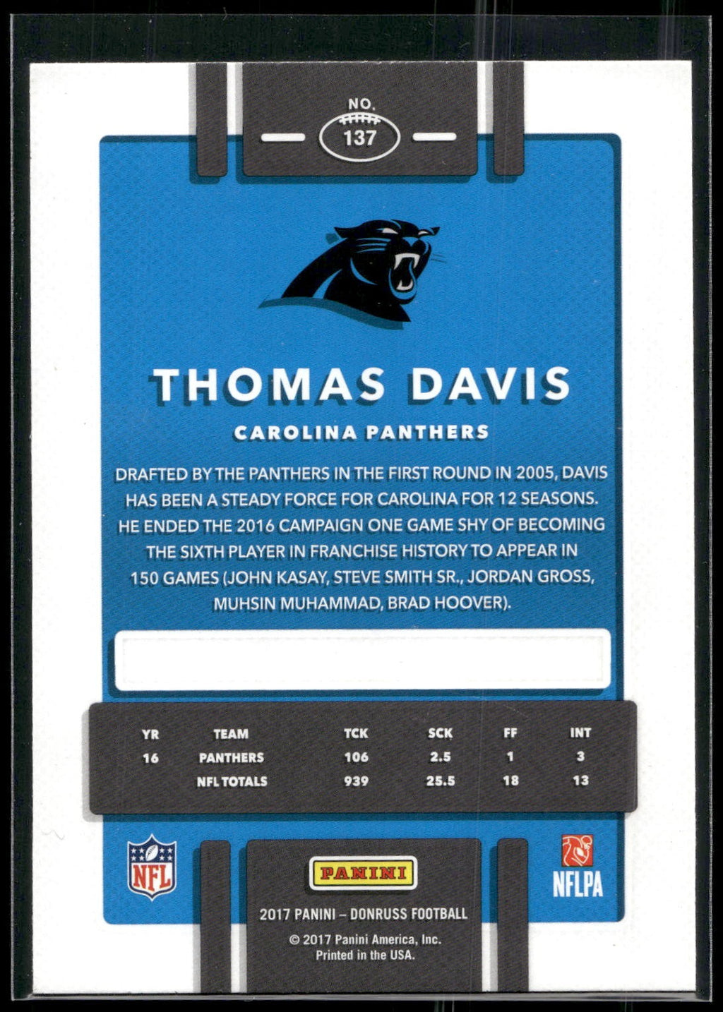 2017 Donruss #137 Thomas Davis
