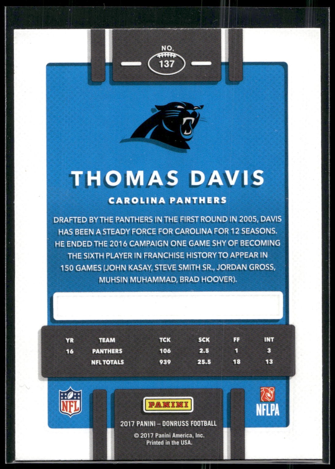 2017 Donruss #137 Thomas Davis