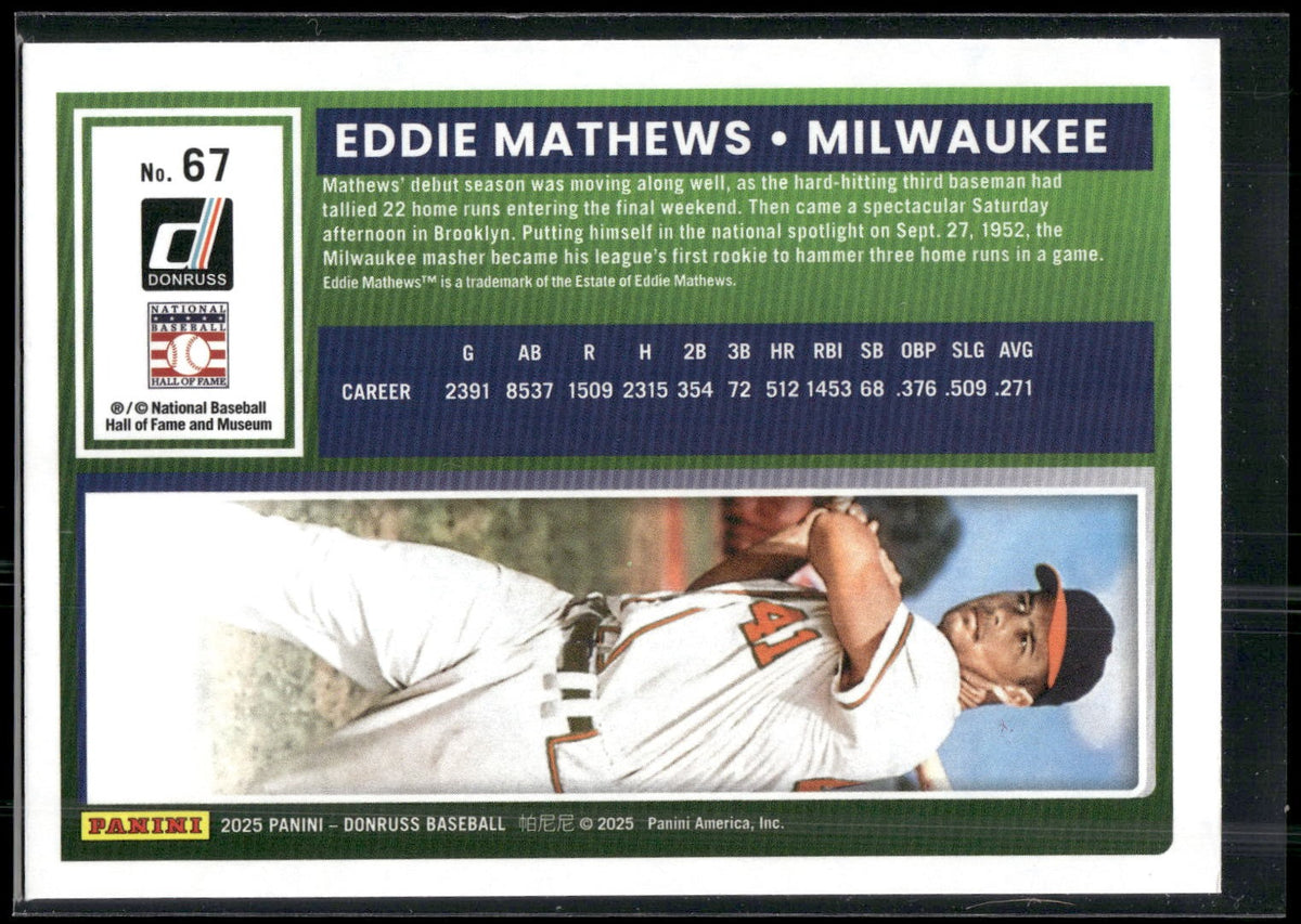 2025 Donruss #67 Eddie Mathews
