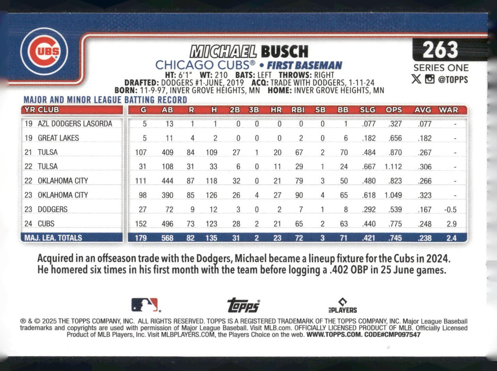 2025 Topps #263 Michael Busch Sandglitter