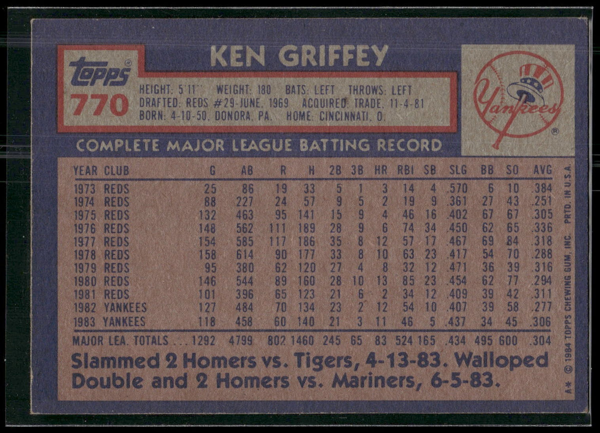 1984 Topps #770 Ken Griffey