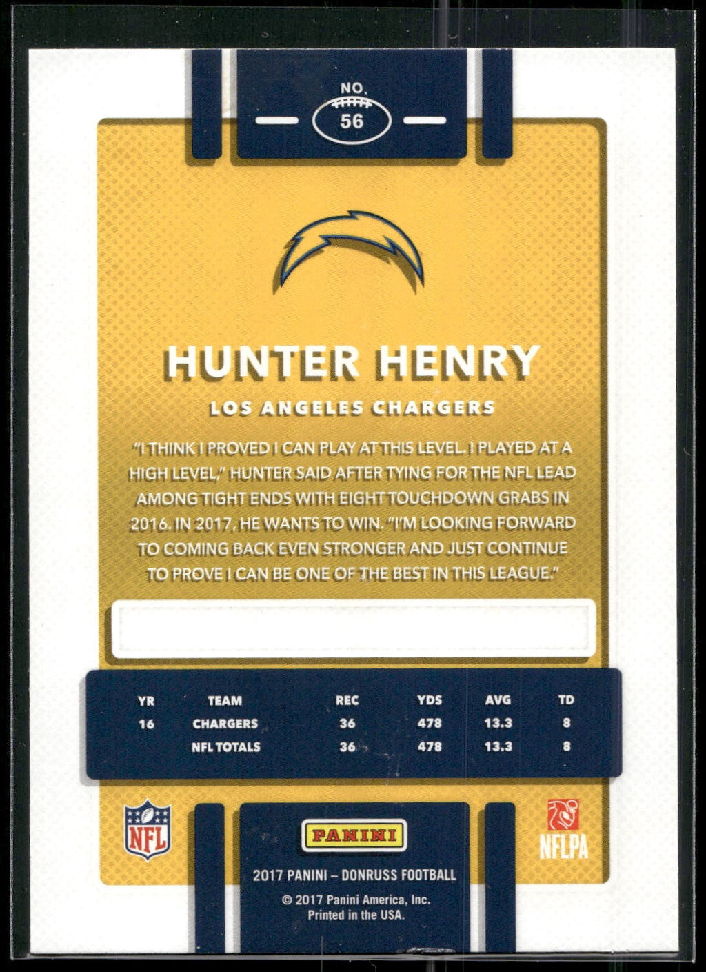 2017 Donruss #56 Hunter Henry