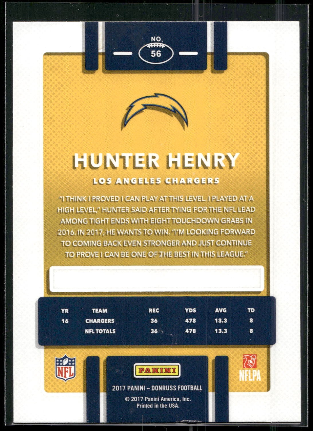 2017 Donruss #56 Hunter Henry