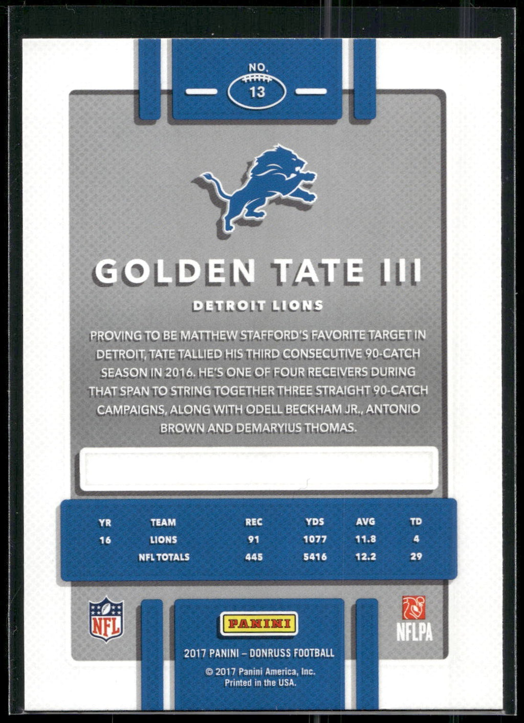 2017 Donruss #13 Golden Tate III