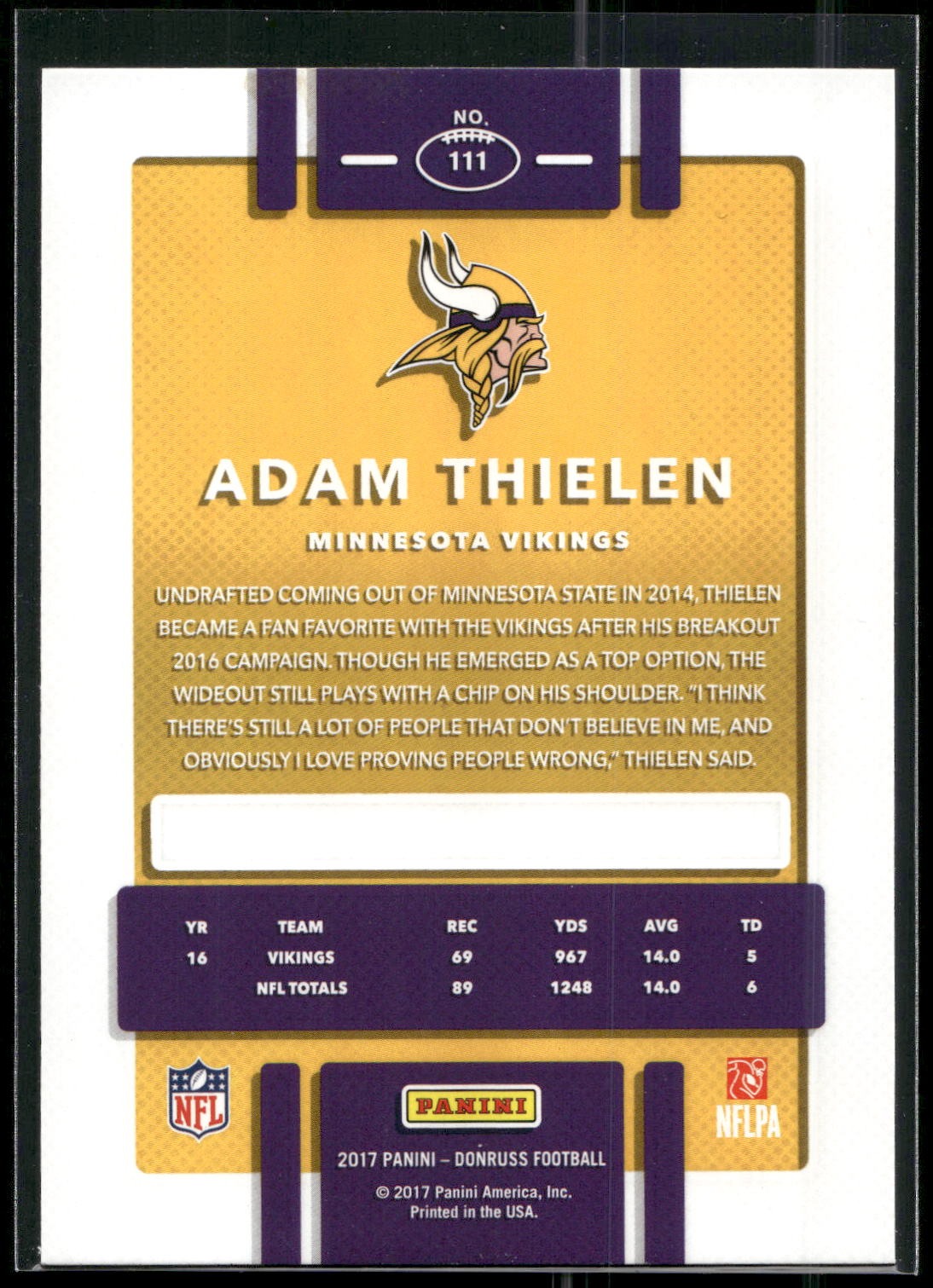 2017 Donruss #111 Adam Thielen