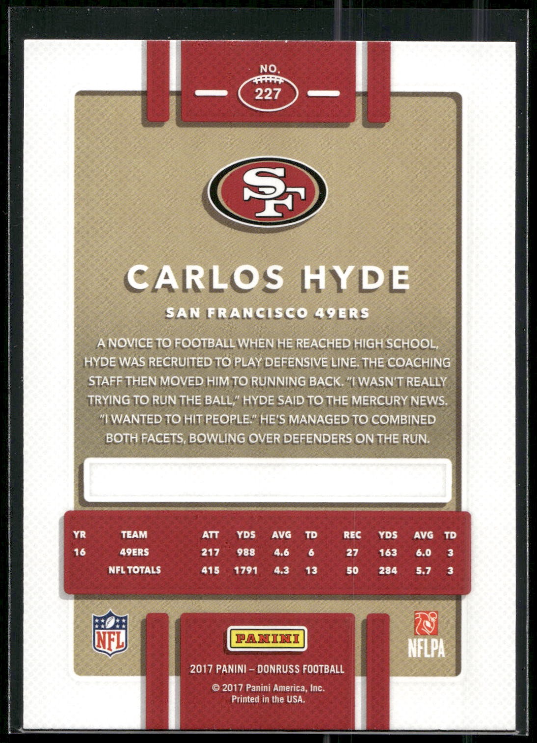 2017 Donruss #227 Carlos Hyde