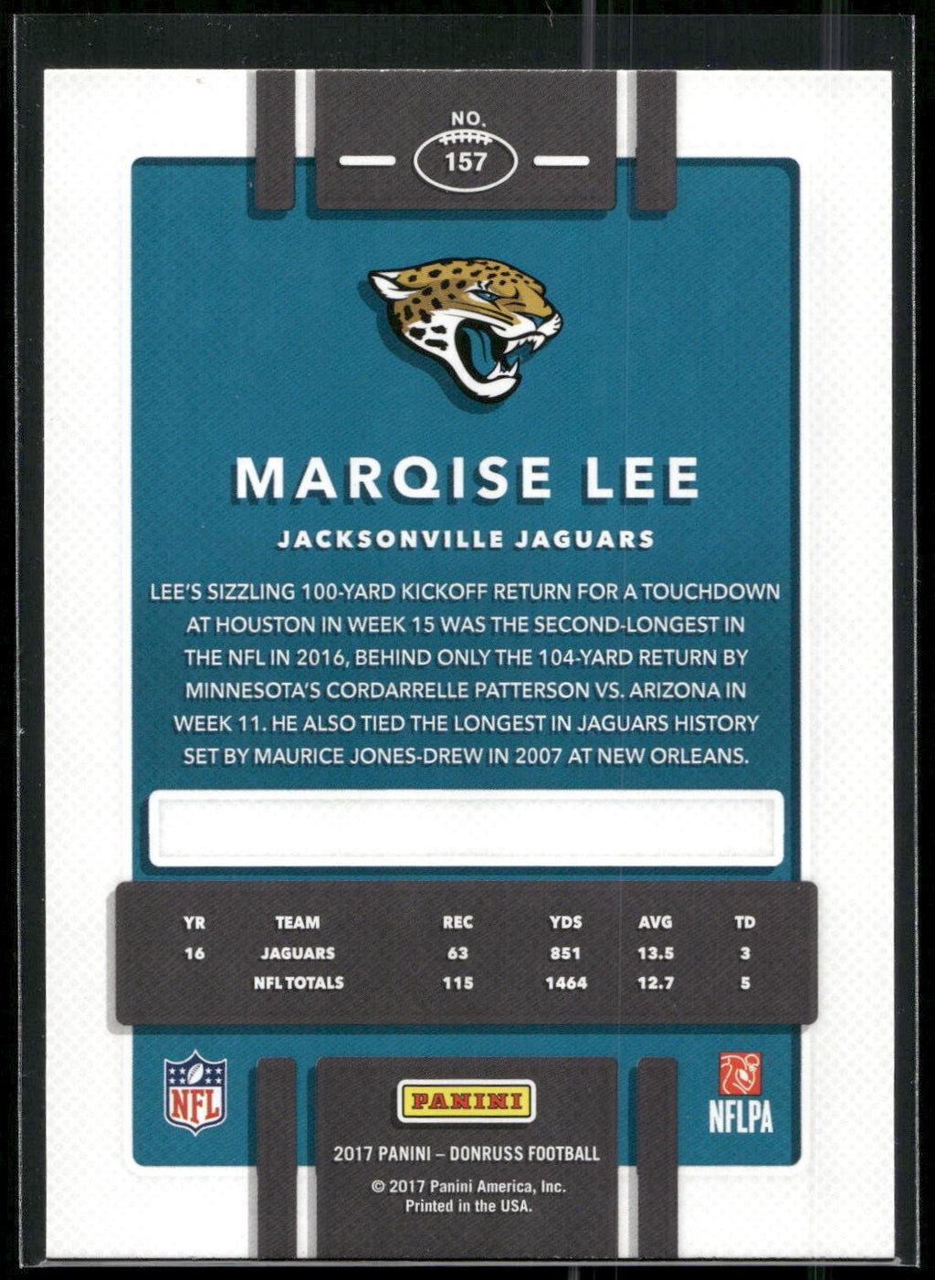 2017 Donruss #157 Marqise Lee