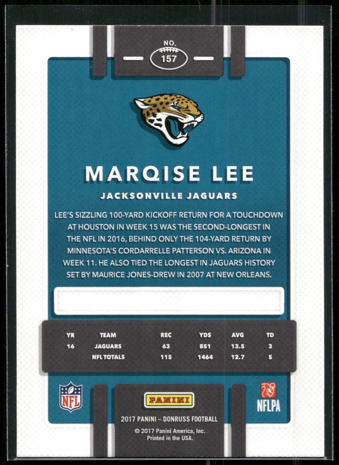 2017 Donruss #157 Marqise Lee