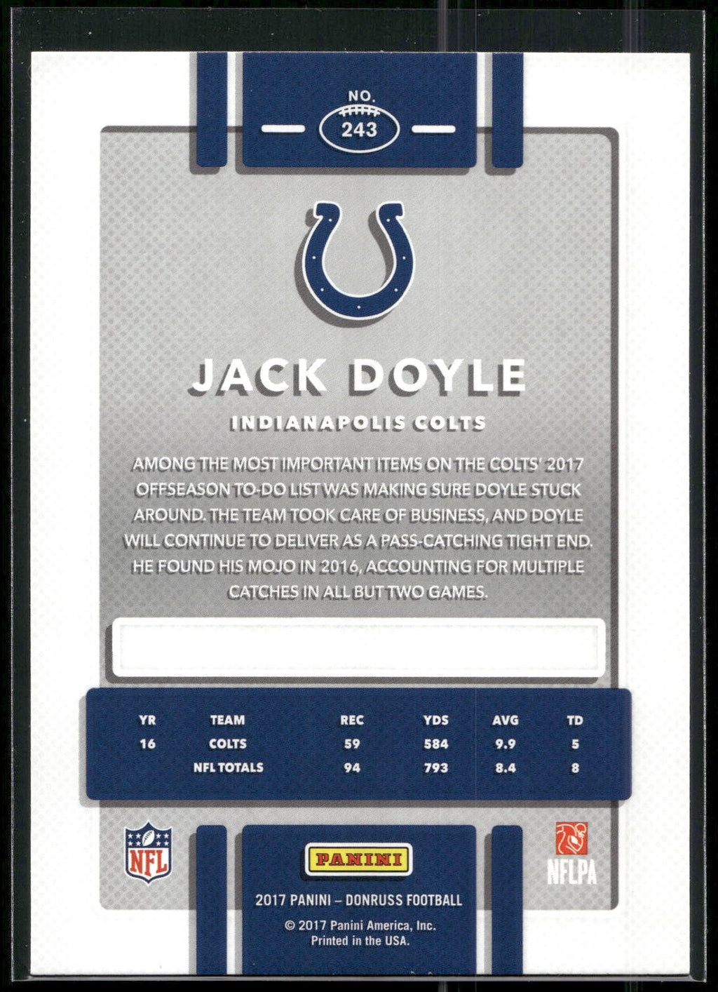 2017 Donruss #243 Jack Doyle