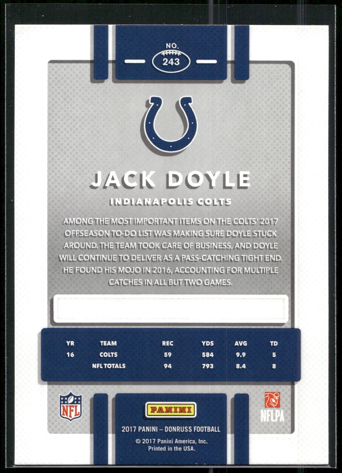 2017 Donruss #243 Jack Doyle