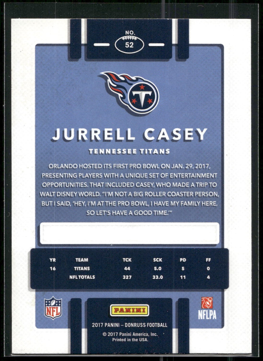 2017 Donruss #52 Jurrell Casey Aqueous Test