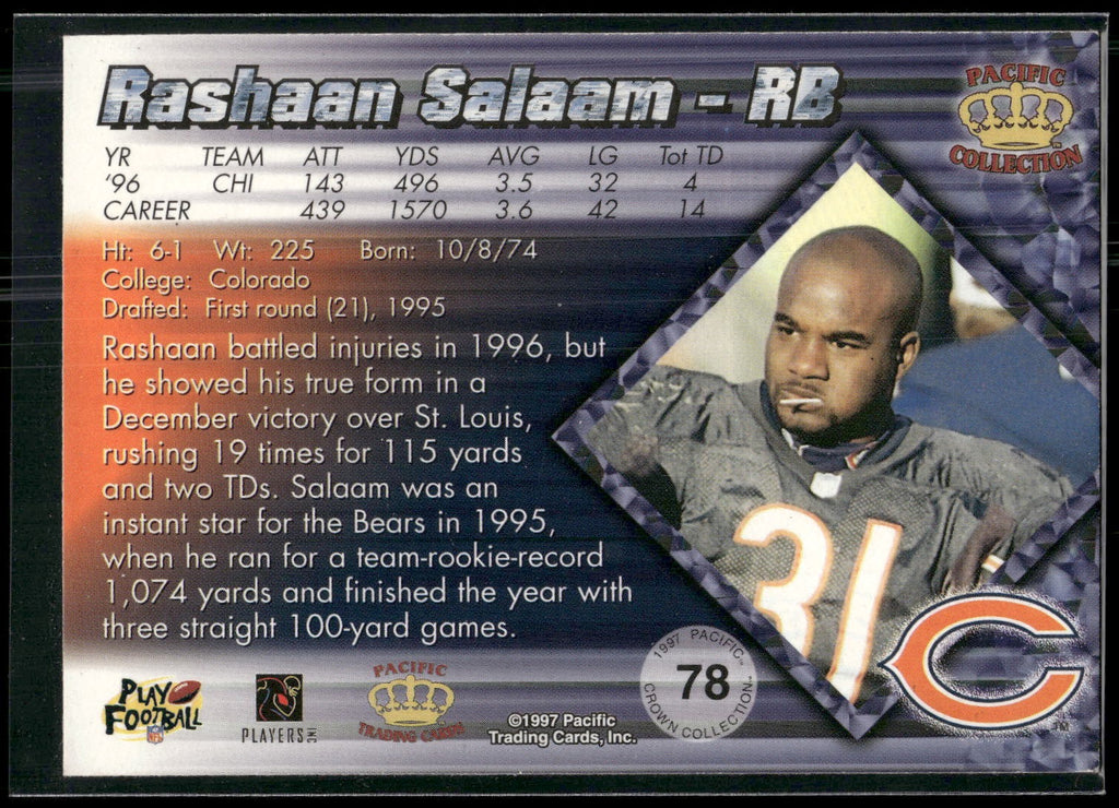 1997 Pacific Crown Collection #78 Rashaan Salaam
