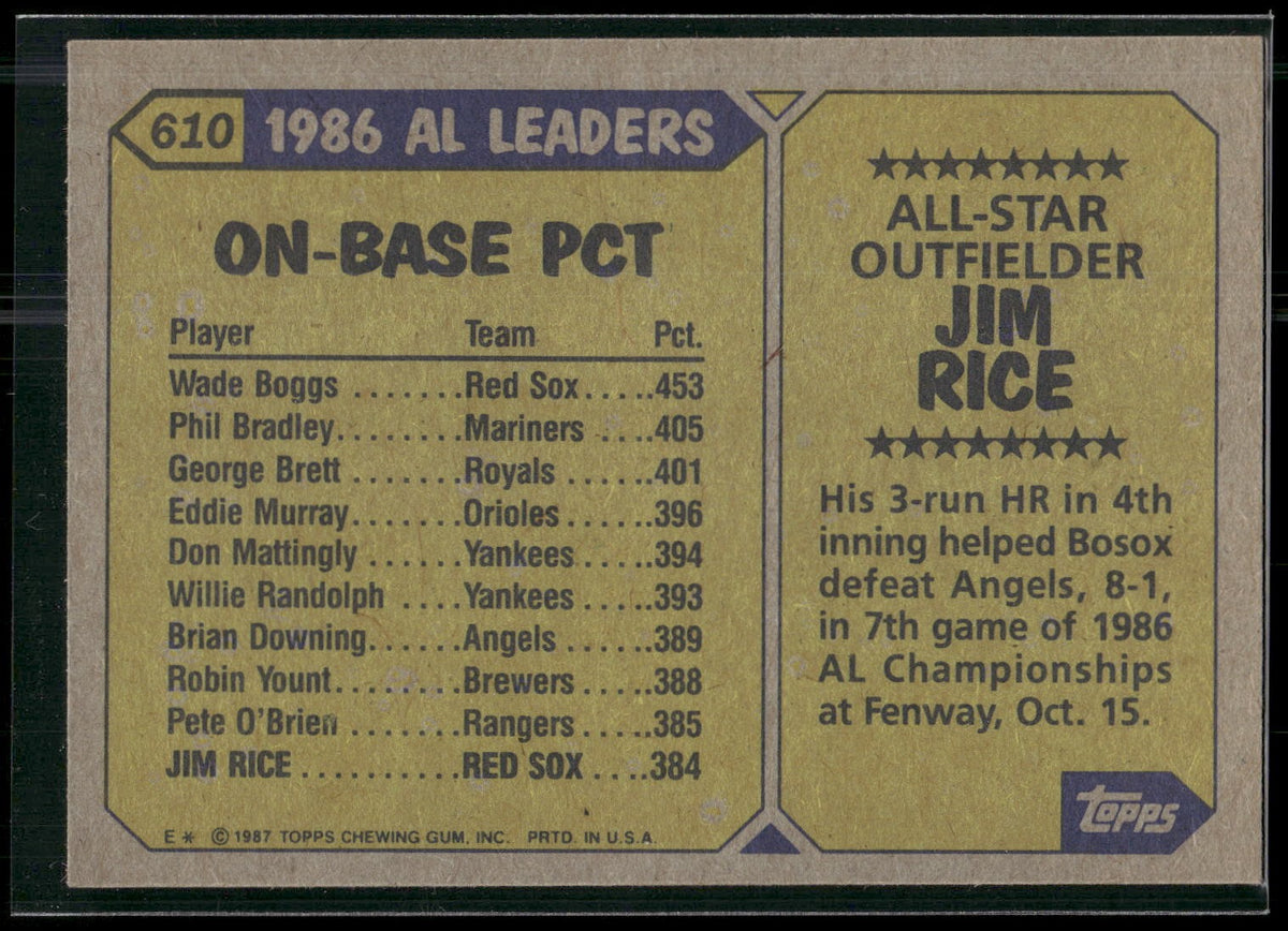 1987 Topps #610 Jim Rice