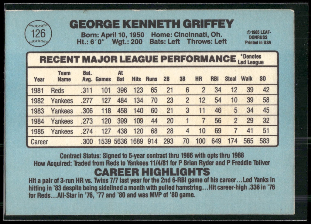 1986 Leaf #48 Ken Griffey