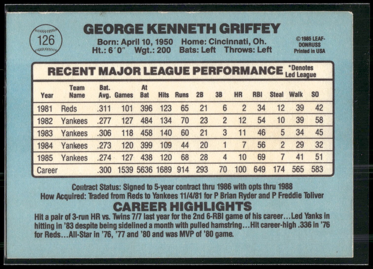 1986 Leaf #48 Ken Griffey