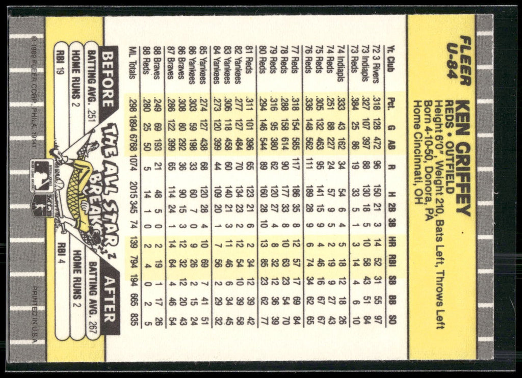 1989 Fleer Update #U-84 Ken Griffey