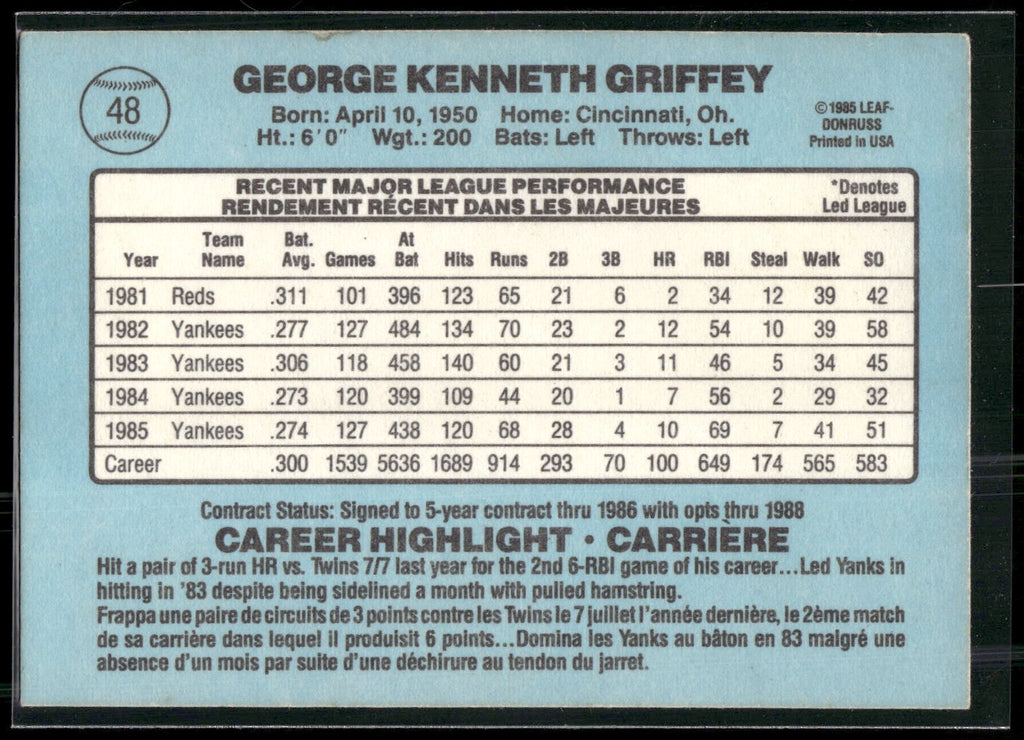 1986 Leaf #48 Ken Griffey