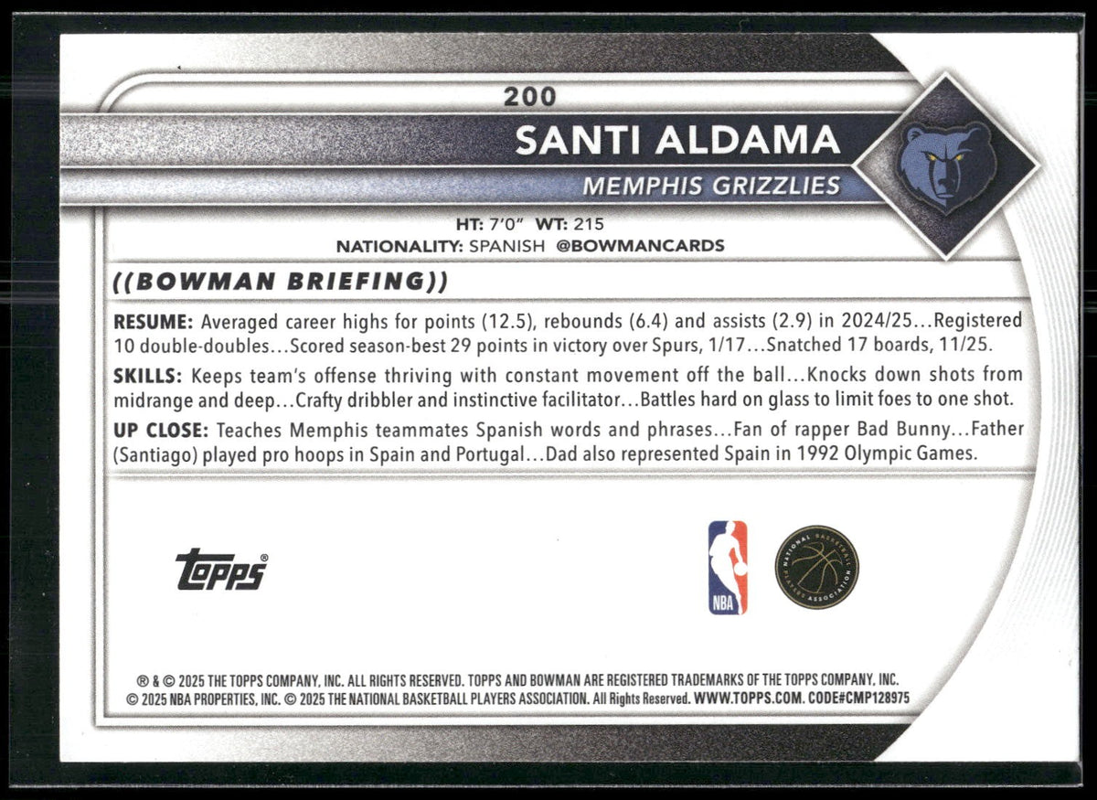 2025-26 Bowman #200 Santi Aldama