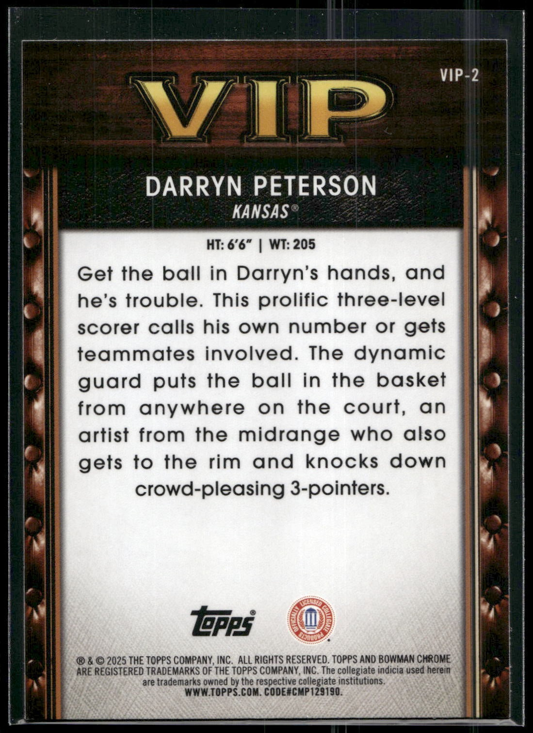 2025-26 Bowman #VIP-2 Darryn Peterson Very Important Prospects