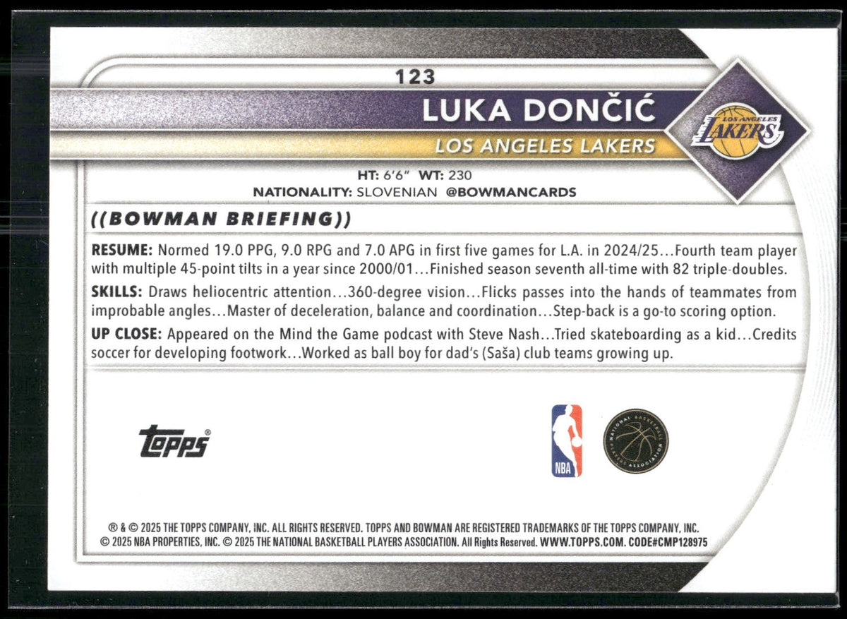 2025-26 Bowman #123 Luka Dončić