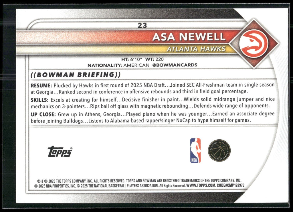 2025-26 Bowman #23 Asa Newell