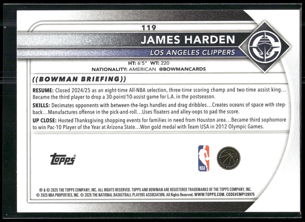 2025-26 Bowman #119 James Harden