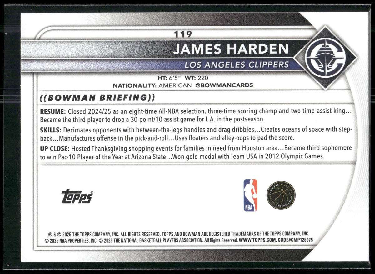 2025-26 Bowman #119 James Harden