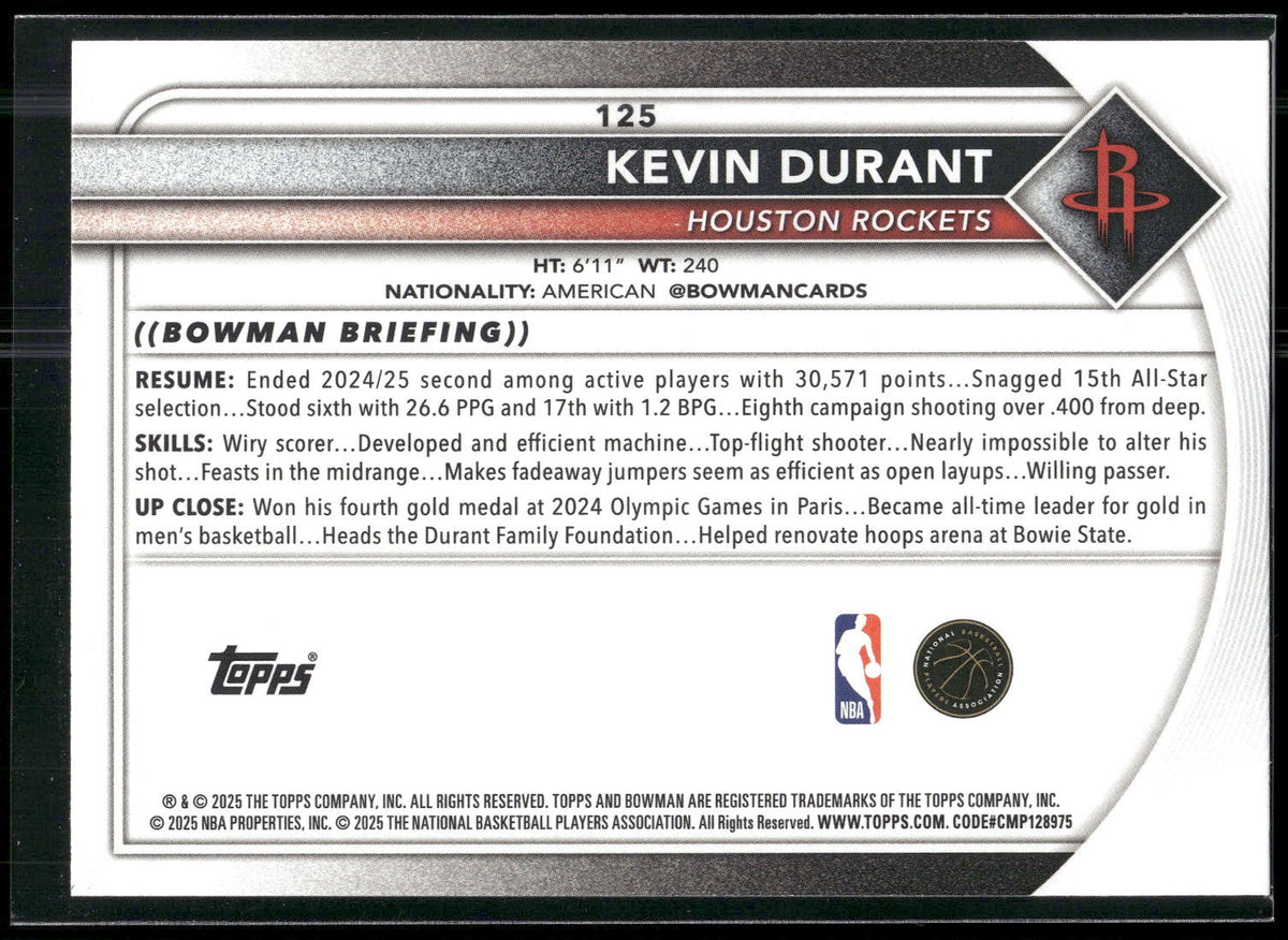 2025-26 Bowman #125 Kevin Durant