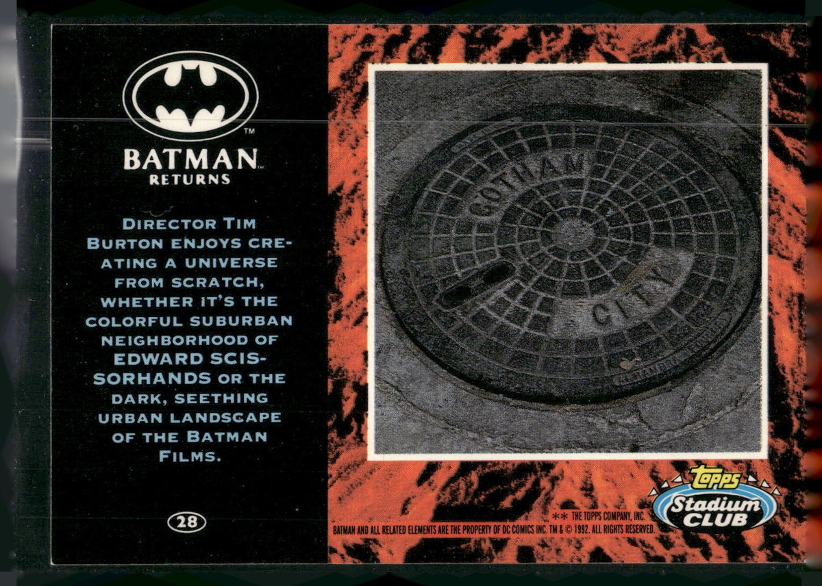 1992 Stadium Club Batman Returns #28 Tim Burton enjoys creating a univers