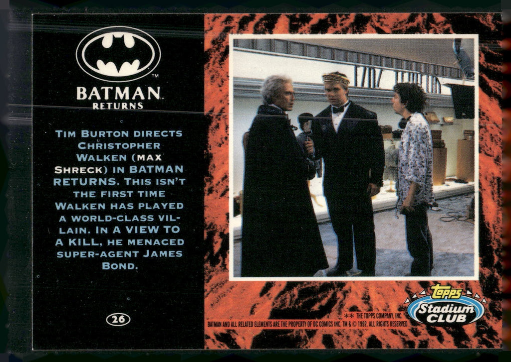1992 Stadium Club Batman Returns #26 Tim Burton directs Christopher Walken Max