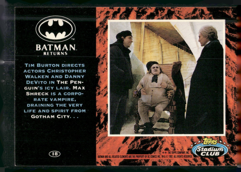 1992 Stadium Club Batman Returns #18 Tim Burton directs Christopher Walken