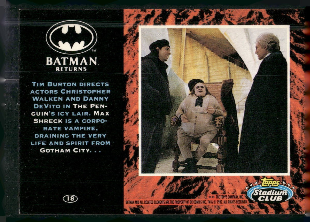 1992 Stadium Club Batman Returns #18 Tim Burton directs Christopher Walken